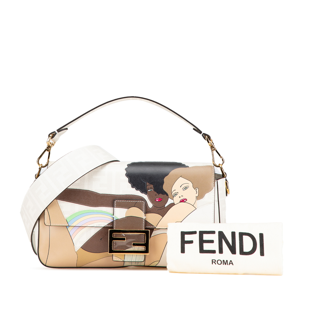 Pre-Loved Fendi Zucca Graphic Print Coated Canvas Bikini Girls Baguette Satchel - Picture 8 of 8